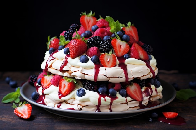 Torta Pavlova alle bacche