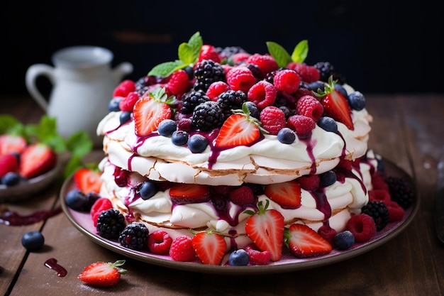 Torta Pavlova alle bacche