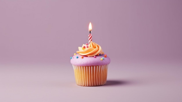 Torta per un compleanno con una sola candela generata dall'AI