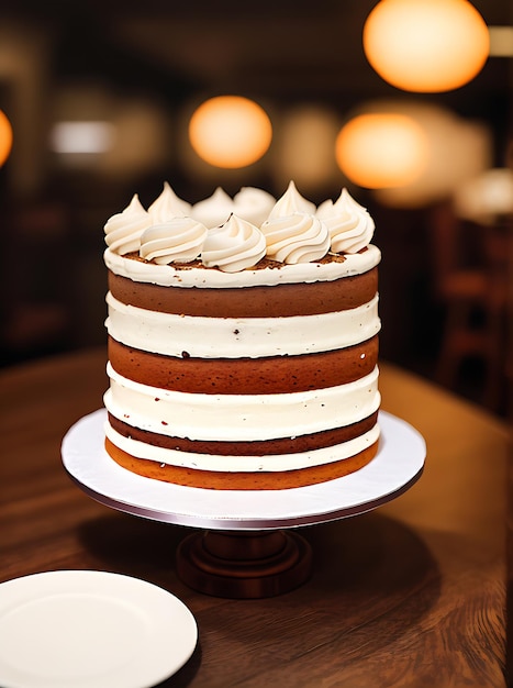 Torta realistica ristorante accogliente illuminazione calda