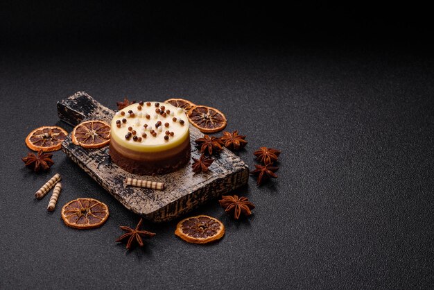 Torta rotonda dolce tre cioccolatini