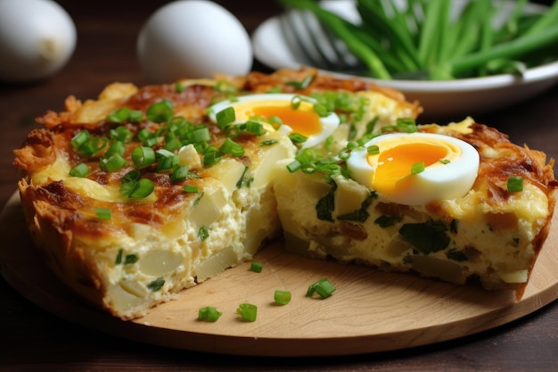 Torta rustica con uova sode e cipolle verdi