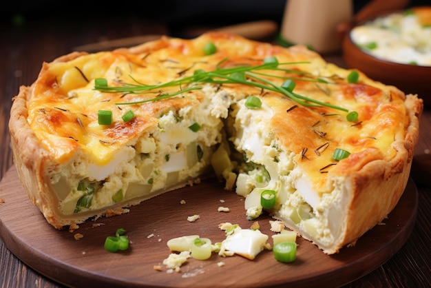 Torta rustica con uova sode e cipolle verdi