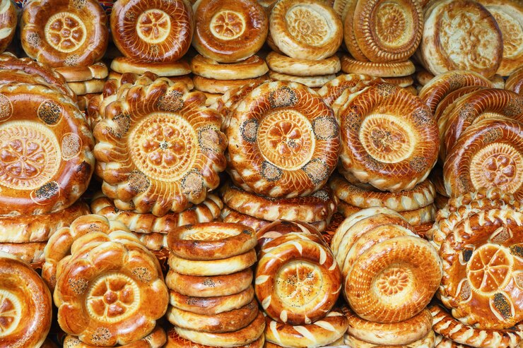 Torta Tandyr - pane dell'Asia centrale.