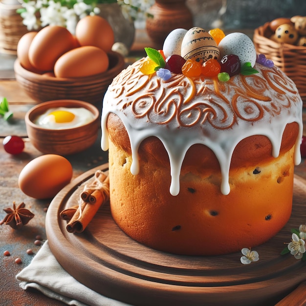 Torta tradizionale con uova di Pasqua