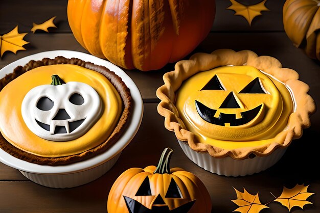 Torte con faccia di zucca per Halloween Contenuti generati dall'intelligenza artificiale