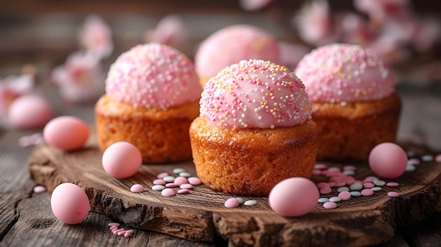 Torte di Pasqua uova rosa di Pasqua intorno a lui