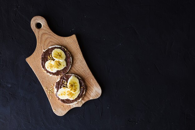 Torte di riso colazione cioccolato banana