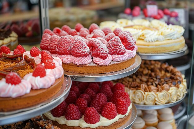 Torte fantasia assortite in un negozio