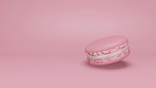 Torte macaron rosa su sfondo rosa Dolci francesi macaron da forno rendering 3d