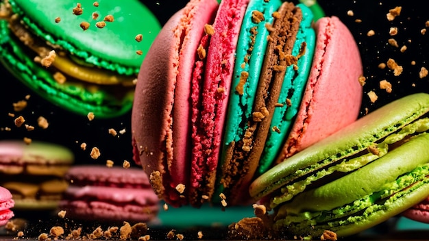 Torte macarons colorati Piccole torte francesi Amaretti francesi dolci e colorati