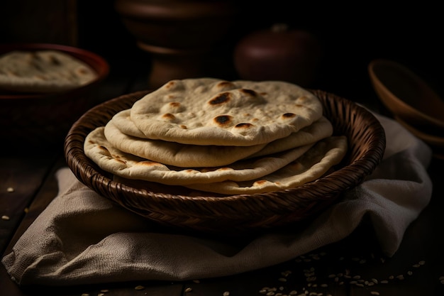 Torte pita fresca sfornata pane pita tondo dal forno Pane fatto in casa AI generato