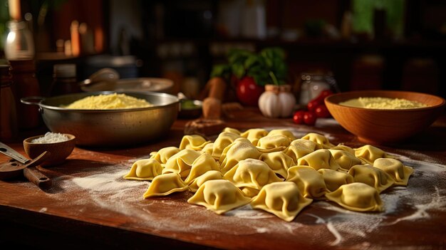 Tortellini appena preparati prima della cottura