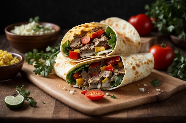 tortilla non confezionata con carne e verdure