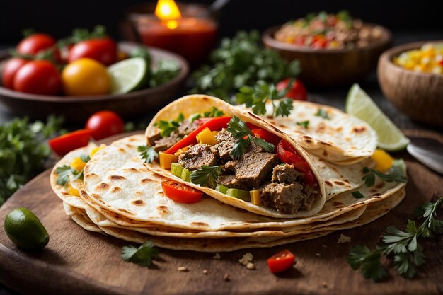 tortilla non confezionata con carne e verdure