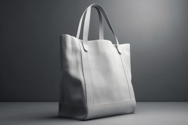 Tote Bag tela Tessuto Panno shopping Sacco Mock up sfondo grigio chiaro vuoto