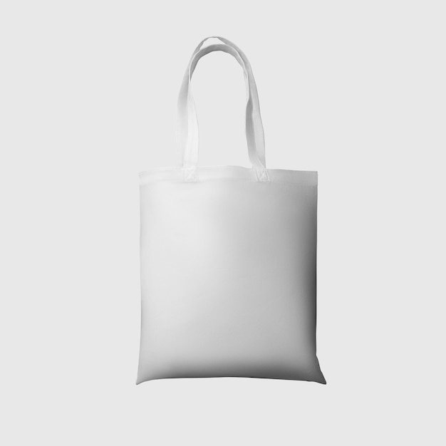 Totebag bianco rendering 3d ecobag riutilizzabile con manico per lo shopping isolato sullo sfondo