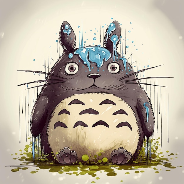 Totoro è una creatura grigia pelosa molto grande, il guardiano dell'eroe anime giapponese della foresta