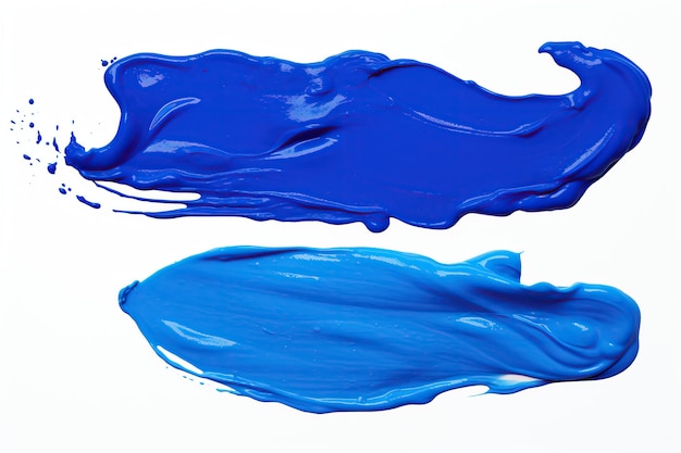 tracce di vernice blu isolate sullo sfondo bianco