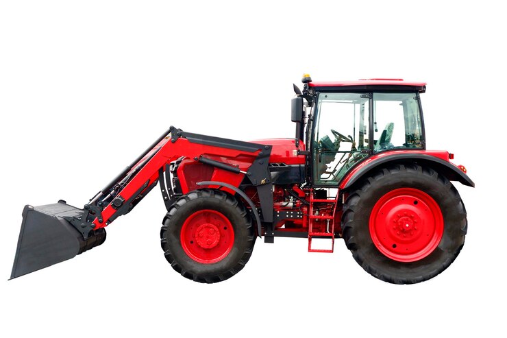 Tractor escavatore su sfondo bianco isolare macchine agricole per la costruzione di alta qualità