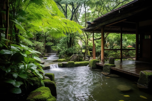 Tradizionale bagno circondato da lussureggiante verde