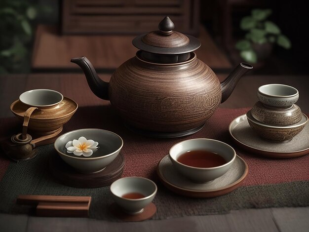 Tradizionale classe vintage retrò cerimonia cinese asia te teiera tavolo rituale tavolo in legno