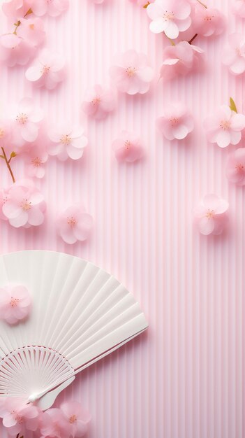 Tradizionale giapponese fan sensu rosa sakura fiore primavera sfondo verticale contenuto generato da AI