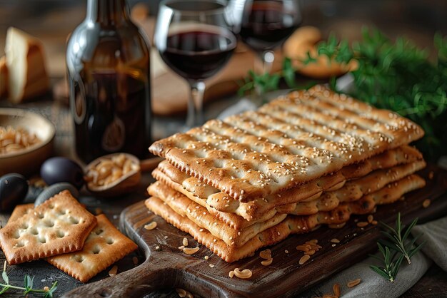 Tradizionale tavola festiva del seder di Pasqua con matzah e vino