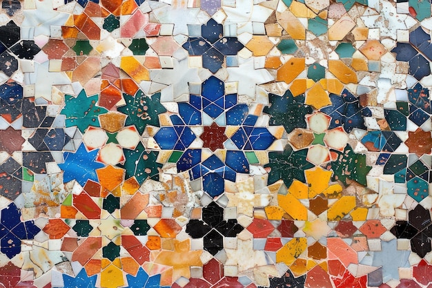 Tradizionali piastrelle a mosaico marocchine con motivi e colori armoniosi