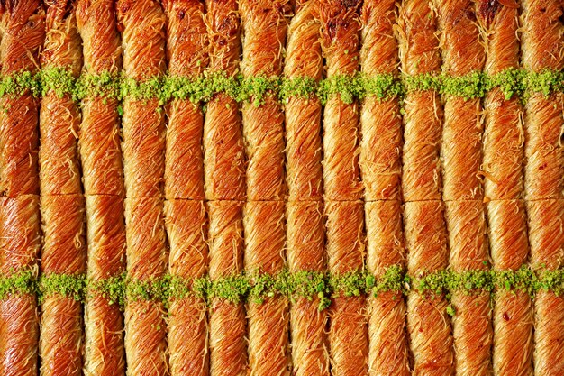 Trama del modello alimentare vista dall'alto di baklava turco