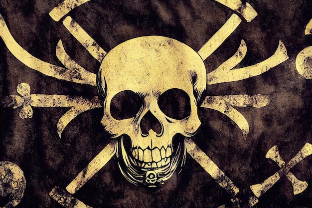 Trama del tessuto bandiera pirata nero Bandiera pirata con teschio