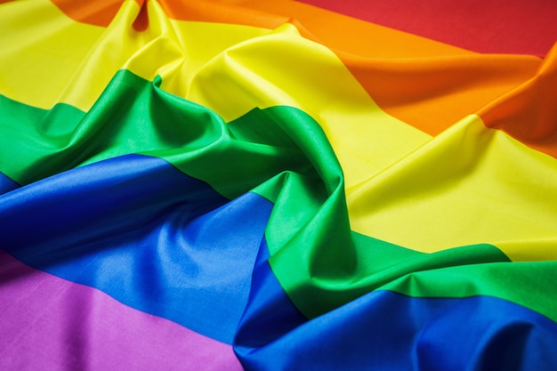 Trama del tessuto della bandiera arcobaleno gay