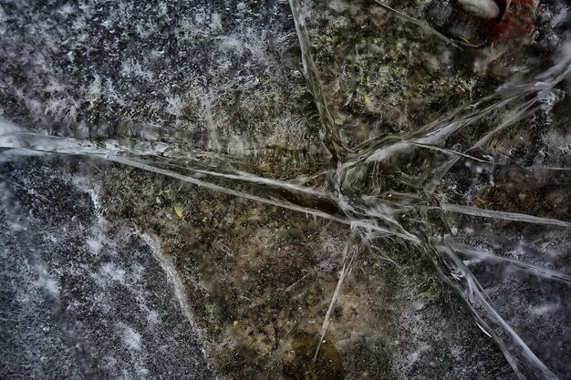 trama di ghiaccio incrinato, sfondo freddo invernale stagionale astratto, ghiaccio naturale, ghiaccio rotto su un lago