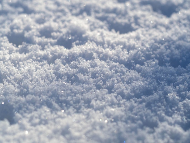 Trama di neve in una luminosa giornata di sole