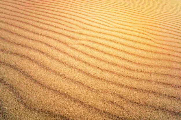 Trama di sabbia. Sabbia marrone. Sfondo da sabbia fine. Sfondo sabbia. duna gialla al sole. Il sole splende sulla sabbia.