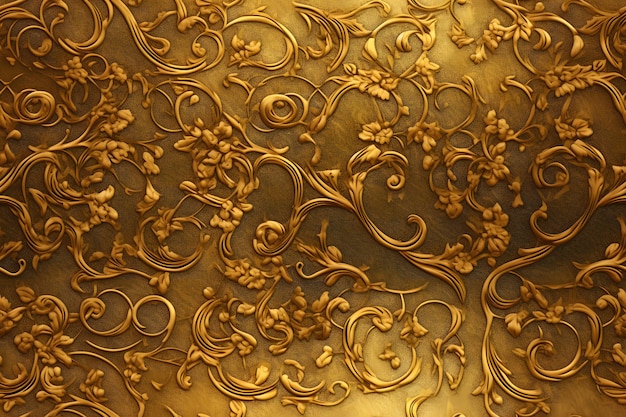 Trama di sfondo dell'immagine generata dalla rete neurale decorata con carta da parati dorata