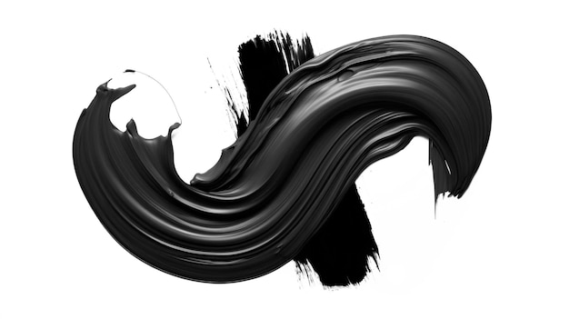 Trame di pennello nero isolate su sfondo bianco Pittura artistica a pennello