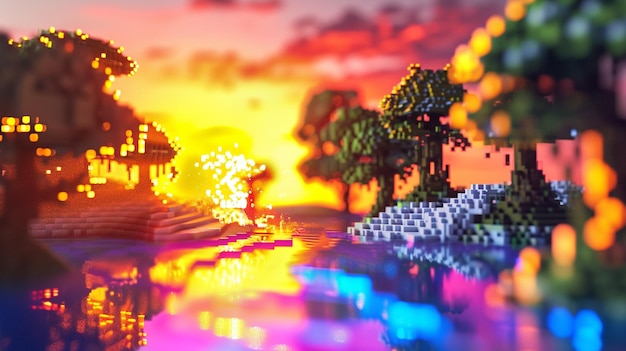tramonto a mosaico di pixel