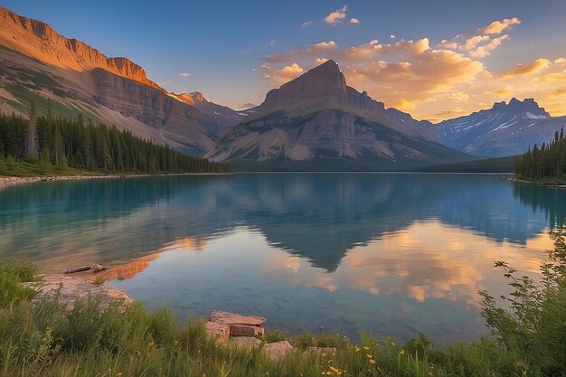 tramonto al parco nazionale St Mary Lake Glacier