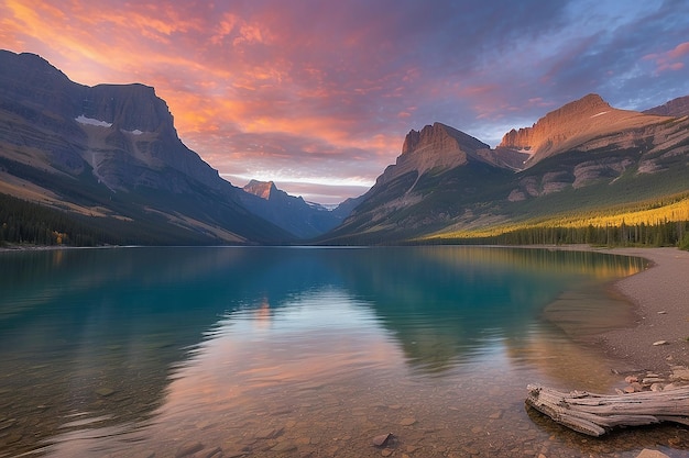 tramonto al parco nazionale St Mary Lake Glacier