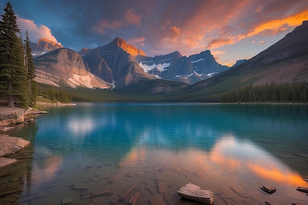 tramonto al parco nazionale St Mary Lake Glacier