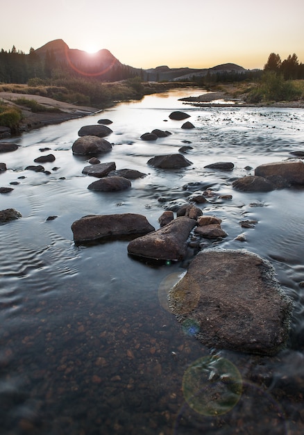 Tramonto al Tuolumne Meadow sul Tioga Pass, Yosemite National Park.