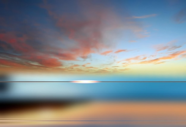 tramonto arancione sul paesaggio della natura del mare blu