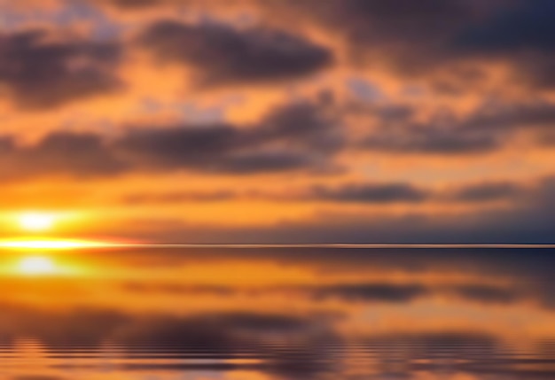 tramonto arancione sul paesaggio della natura del mare blu