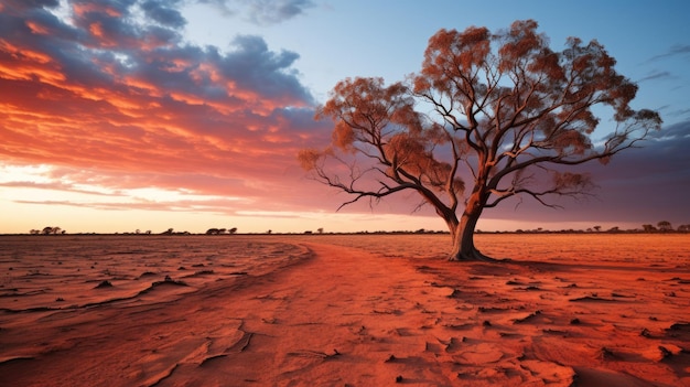 Tramonto dell'entroterra australiano