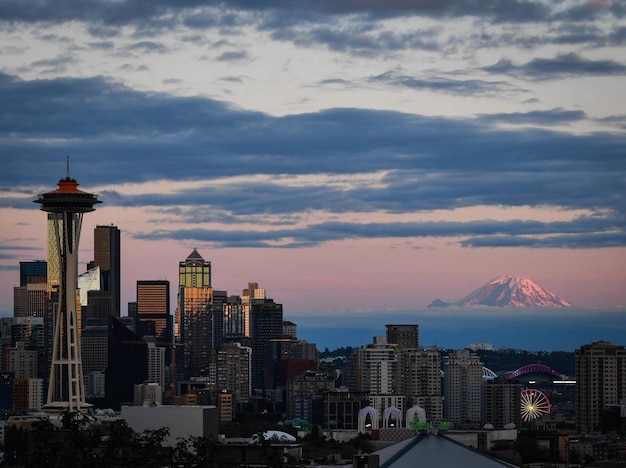 Tramonto della città di Seattle