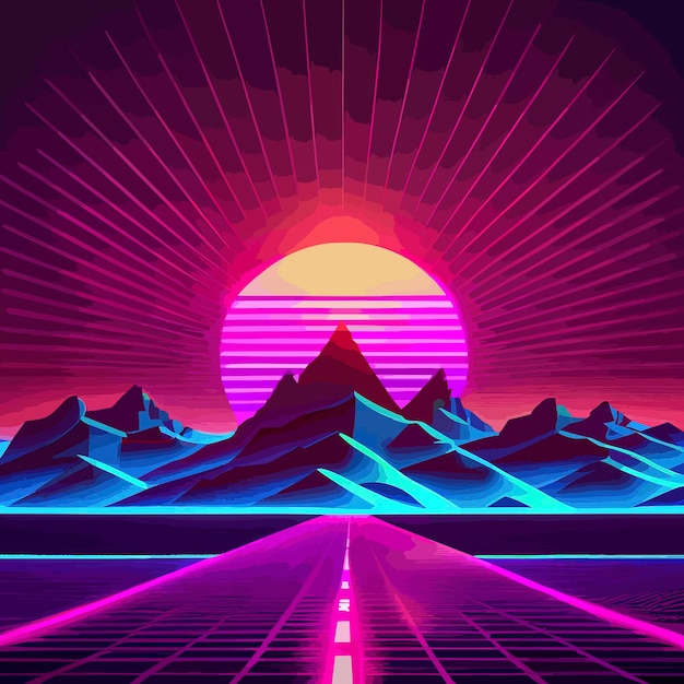 Tramonto di Synthwave retrò