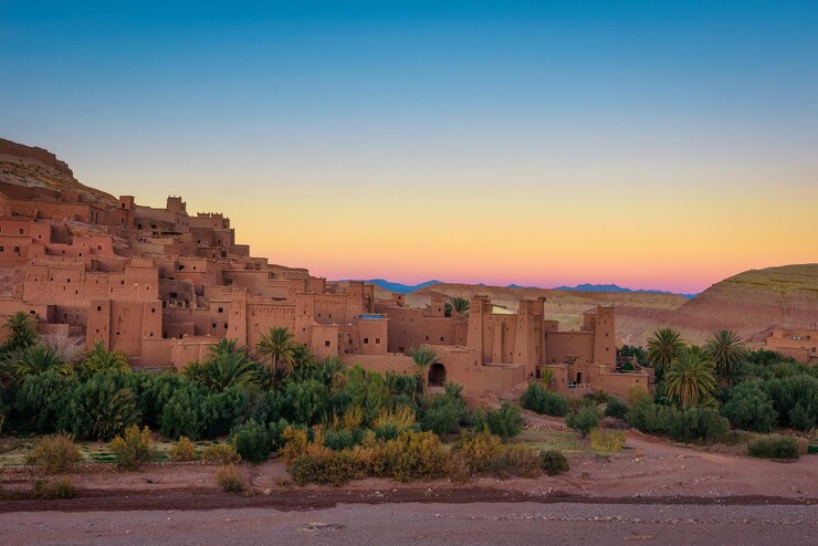 Tramonto dietro Ait Benhaddou in Marocco