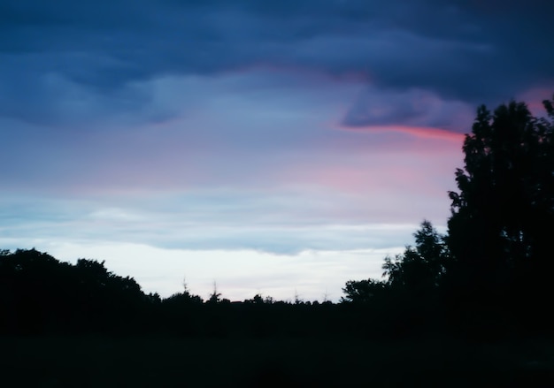 Tramonto in estate in campagna.