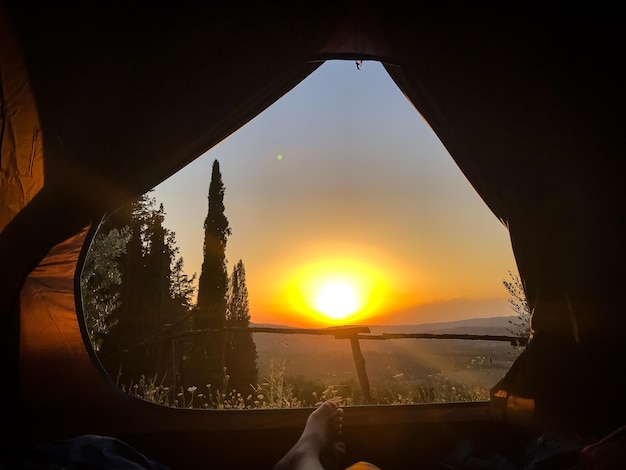 Tramonto in tenda campeggio Montona Croazia